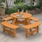Gardenised Outdoor Round Picnic Table with Bench, 8-Person, Stained Wood QI003903.ST - alternate 7